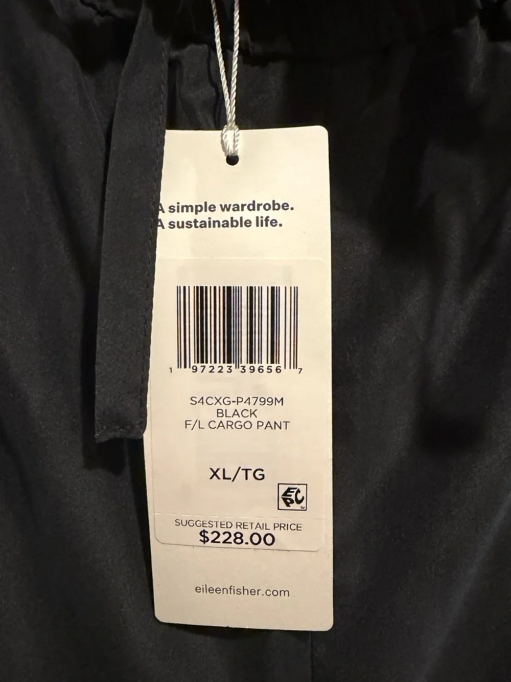 NWT Eileen Fisher Washed Silk Cargo Pants size XL